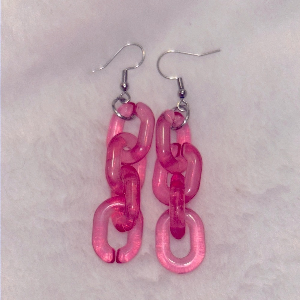 Pink Chain Link Earrings